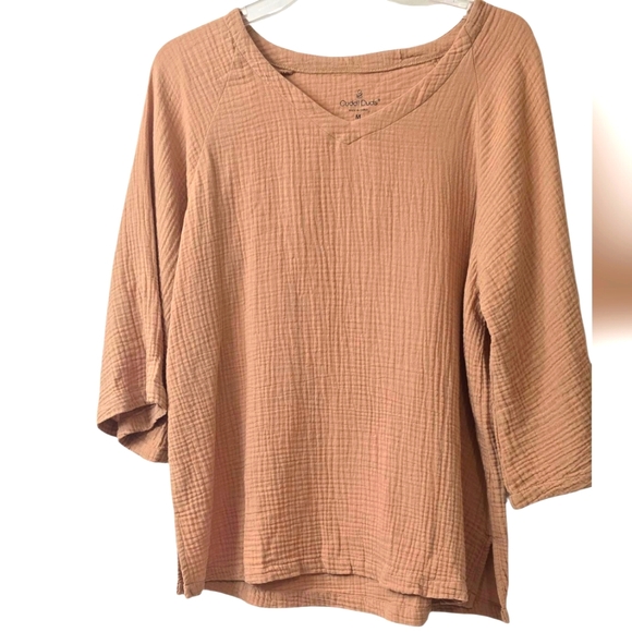 Cuddl Duds Glazed Honey Cotton Gauze Top Size M - Picture 2 of 9